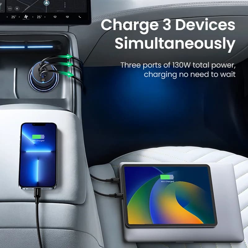 Автомобільна швидка зарядка USB-C 130W, PD3.0