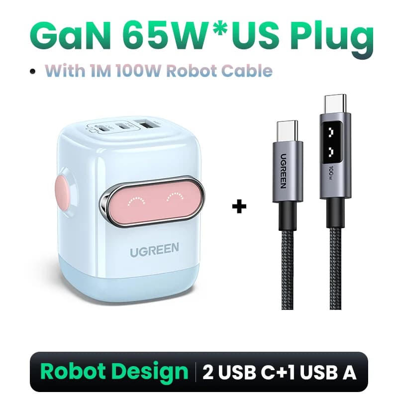 Зарядний пристрій GaN USB-C PD 65W, штепсель US