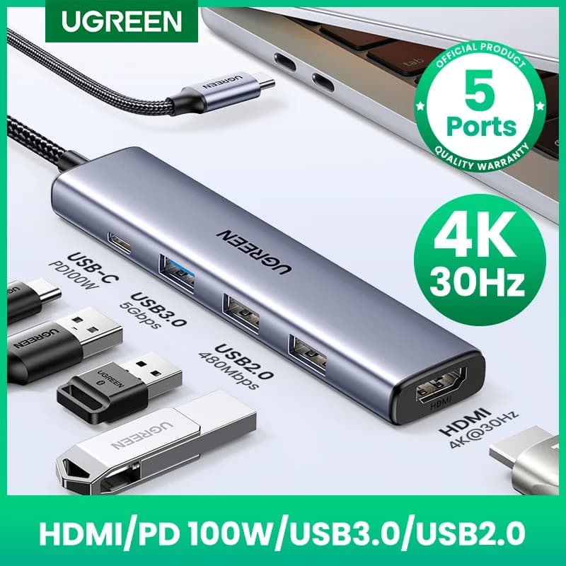 USB-C хаб з HDMI 4K, SD/TF та PD 100W