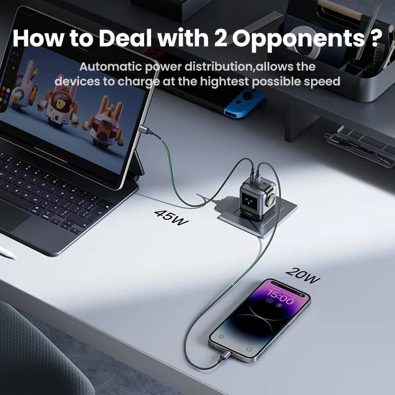 Зарядний пристрій GaN USB-C 65W, штекер США