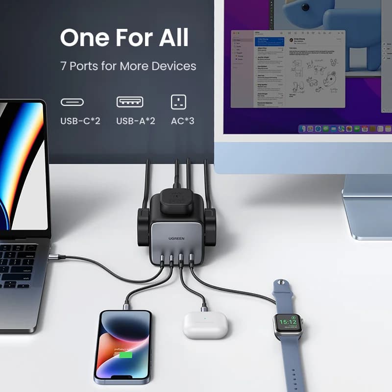 Настільна станція зарядки GaN 65W з USB-C