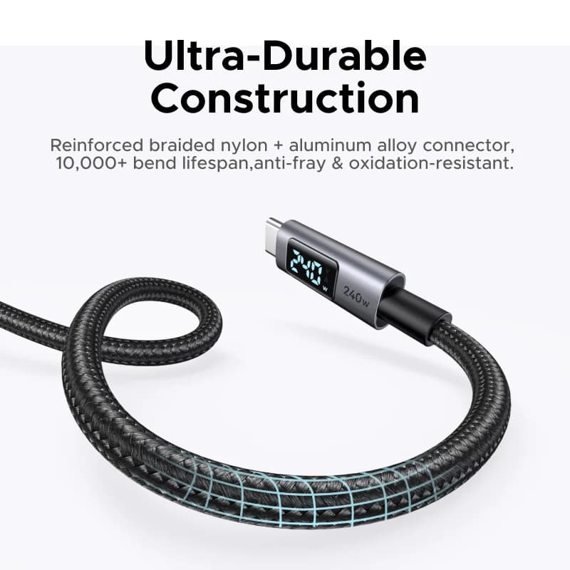 Кабель USB-C на USB-C, 240W PD3.1, цифровий дисплей