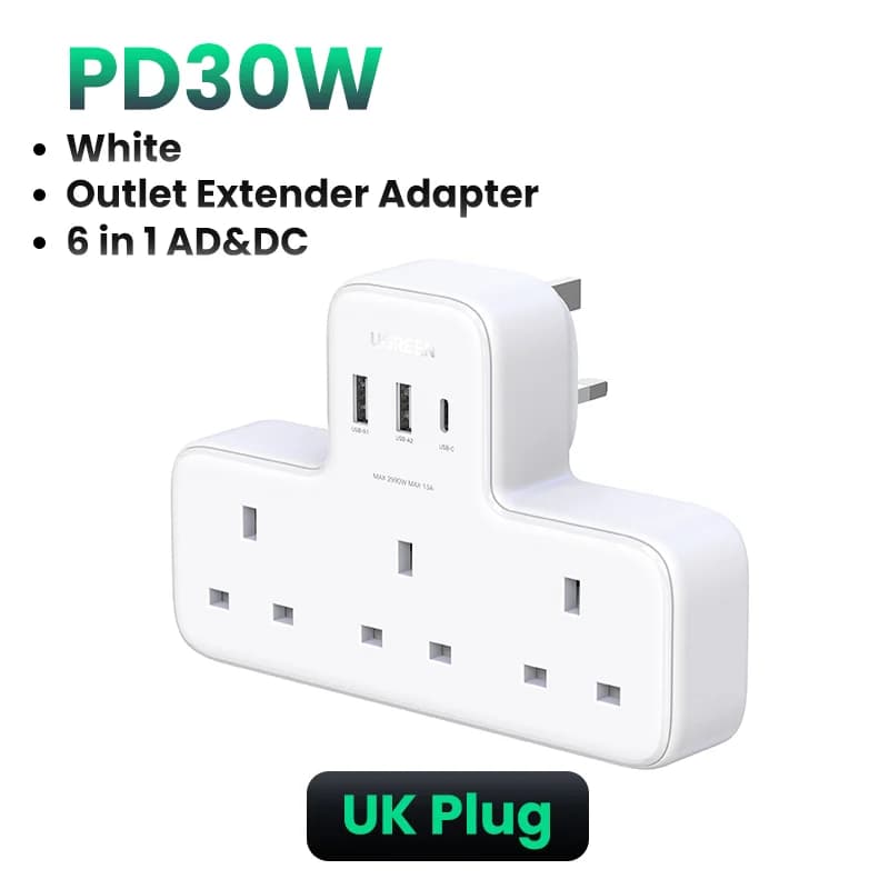 Подовжувач живлення з розетками UK та USB
