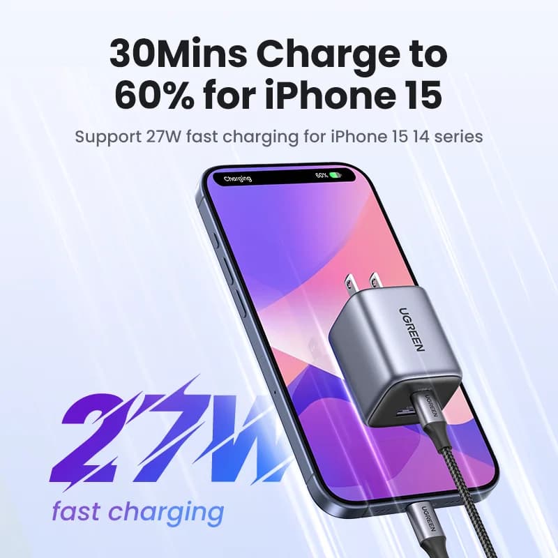 Швидкий зарядний пристрій GaN USB-C 35W з вилкою US