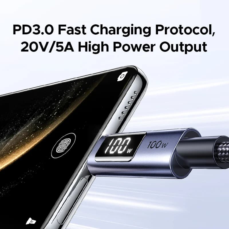 Кабель USB-C на USB-C, 100W PD з цифровим дисплеєм
