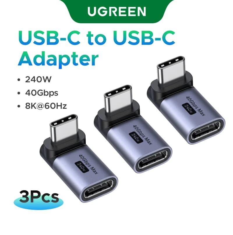 Адаптер USB-C мама-тато під кутом 90°, набір з 3 шт.