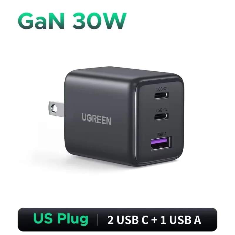 Зарядний пристрій GaN USB-C PD 30W, штепсель US