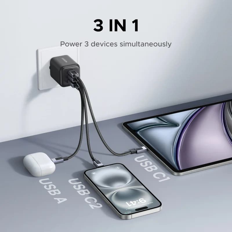 Зарядний пристрій GaN USB-C PD 45W з PPS