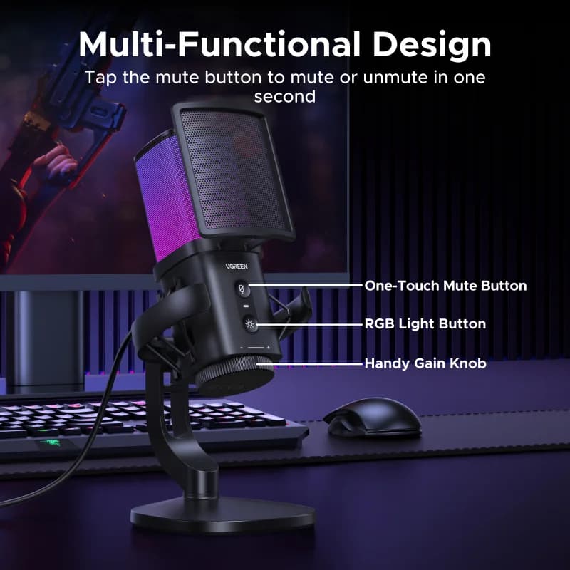USB-мікрофон із сенсорним вимкненням звуку та RGB-підсвіткою
