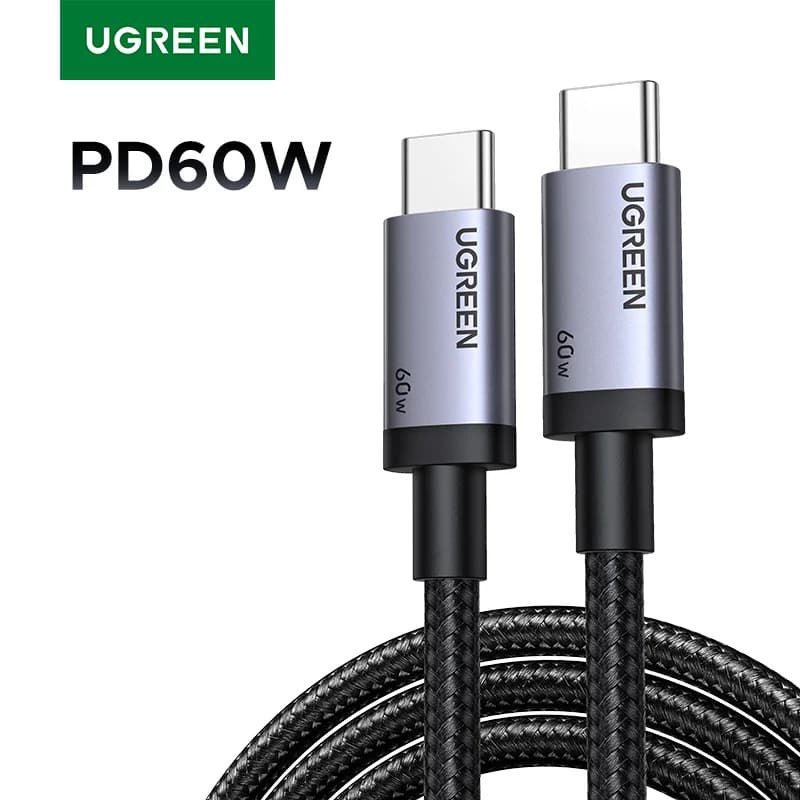 Комплект із 2 кабелів USB-C на USB-C, швидка зарядка PD 60W