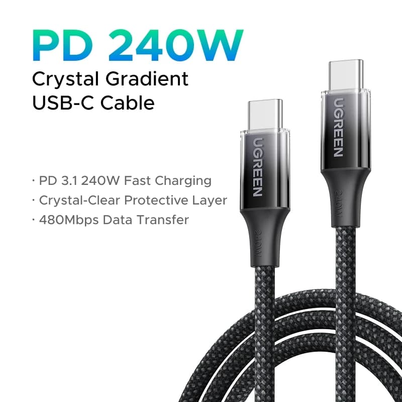 Плетений кабель швидкої зарядки USB-C, 240W