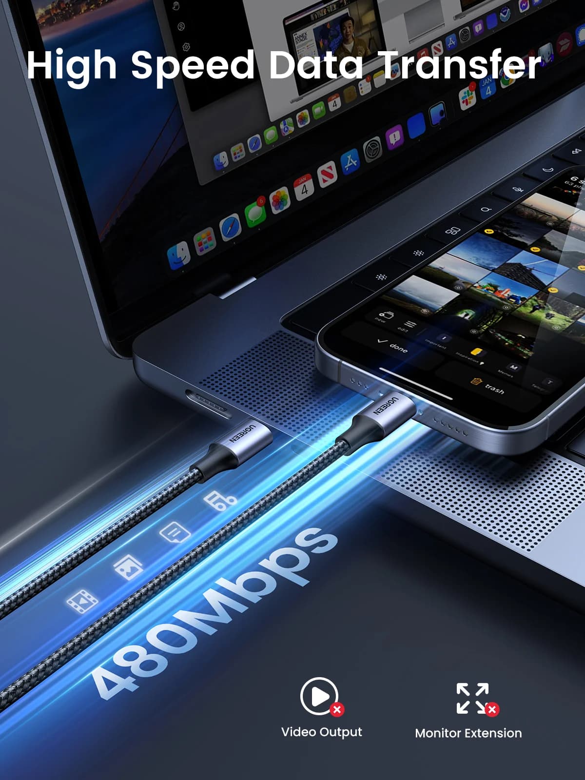 Кабель USB-C - USB-C, швидка зарядка 60W PD 3.0