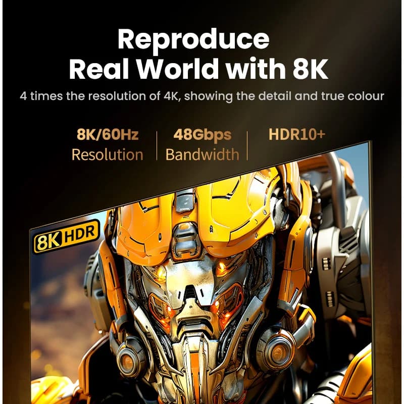 Кабель HDMI 8K, 60Hz, 48Gbps