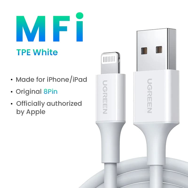 Сертифікований MFi кабель Lightning-USB, швидка зарядка 2.4A