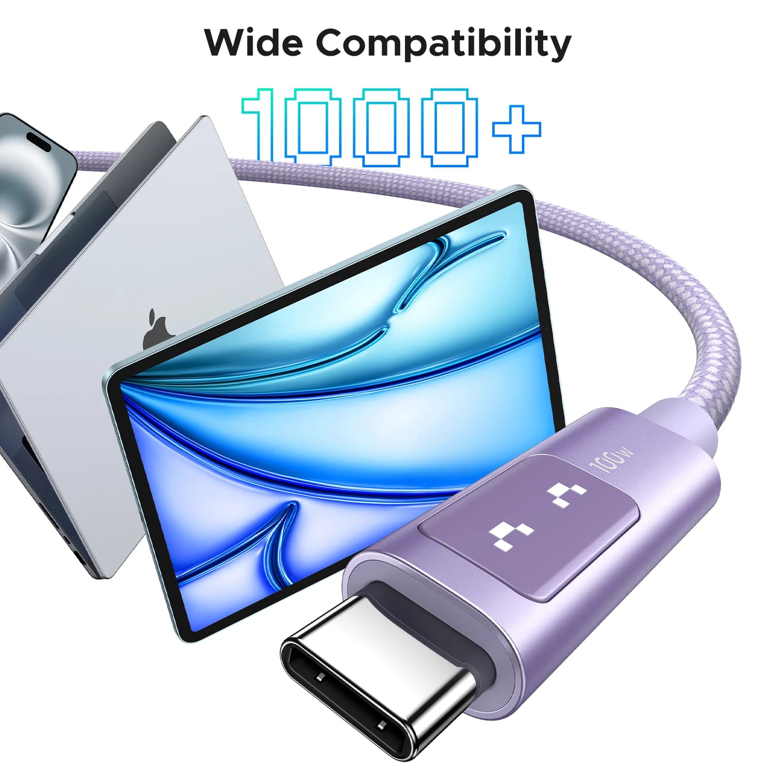 Кабель USB-C на USB-C, 100W PD, різнокольоровий