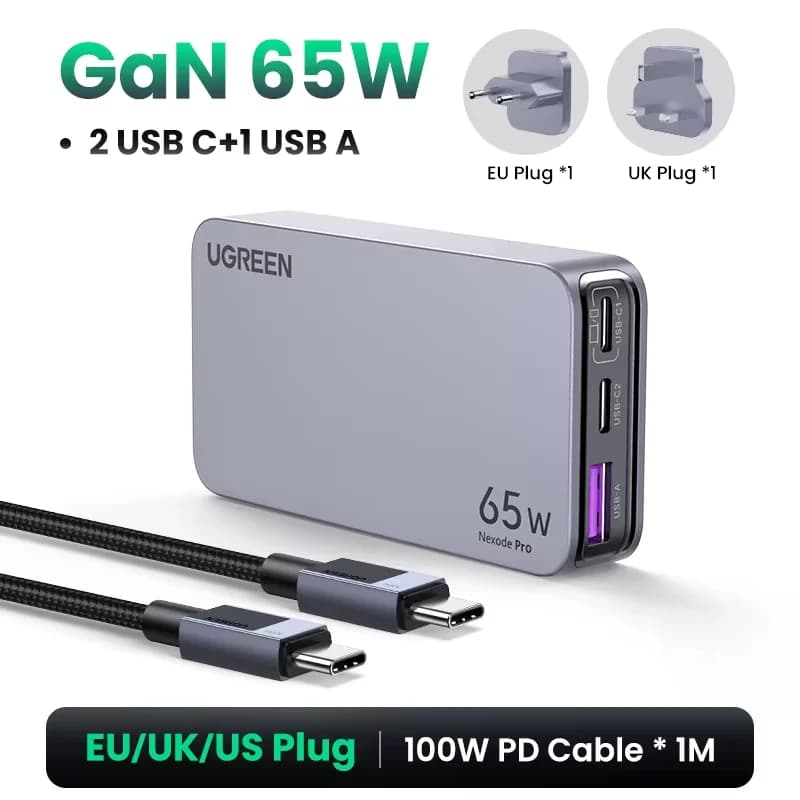 Зарядний пристрій GaN USB-C 65W з Quick Charge 4.0
