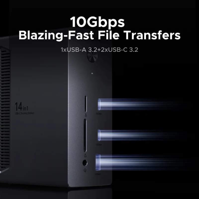 Станція заряджання USB-C 14 в 1, три монітори, 10 Гбіт/с