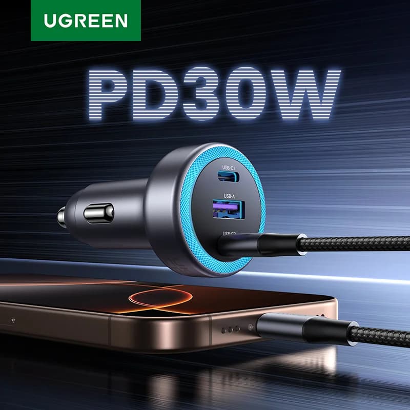 Автомобільна швидка зарядка USB-C, 30W