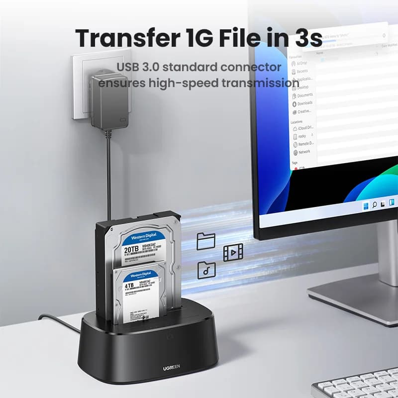 Станція підключення SATA на USB 3.0 з двома слотами для HDD