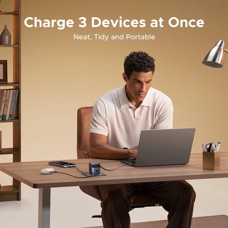 Зарядний пристрій GaN 65W із вбудованим кабелем USB-C