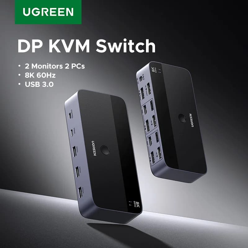 KVM-перемикач для двох моніторів, 8K/60Hz, USB 3.0