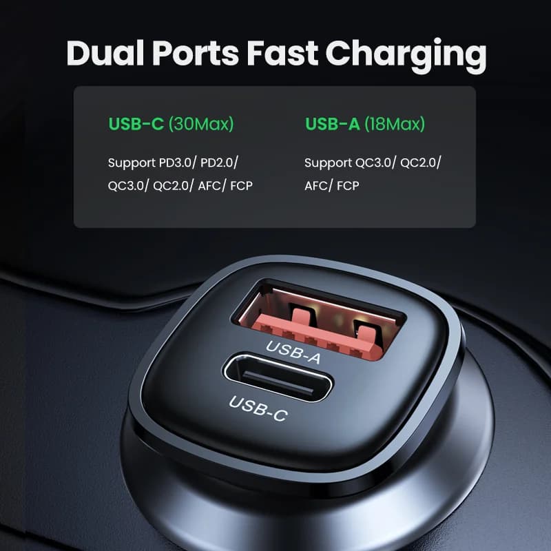 Автомобільна зарядка USB-C 30W Quick Charge 4.0