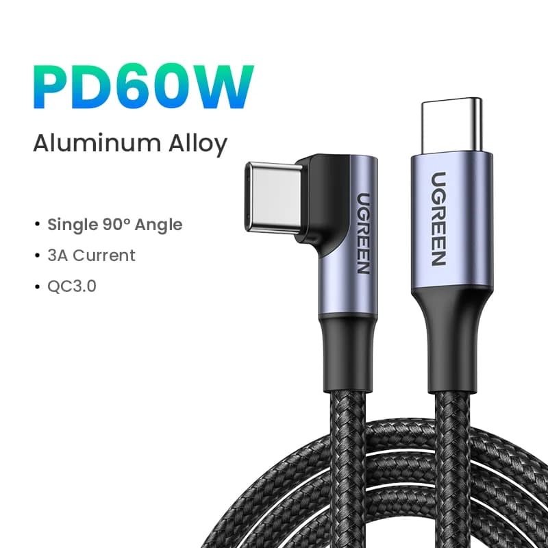 USB-C кабель під кутом 90°, 100W PD, для ігор