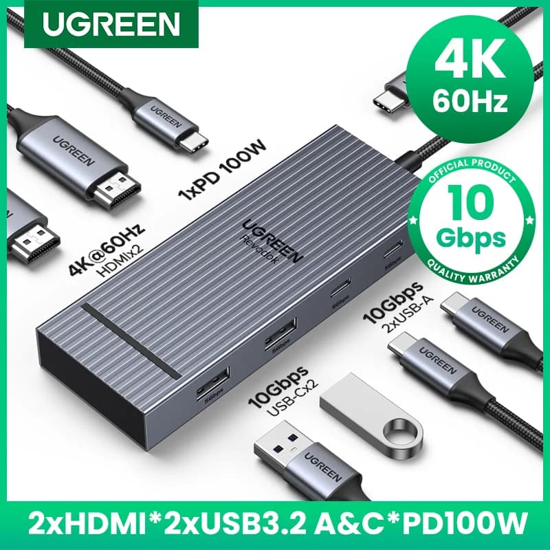 USB-C Hub 7-в-1 з подвійним HDMI 4K та PD 100W