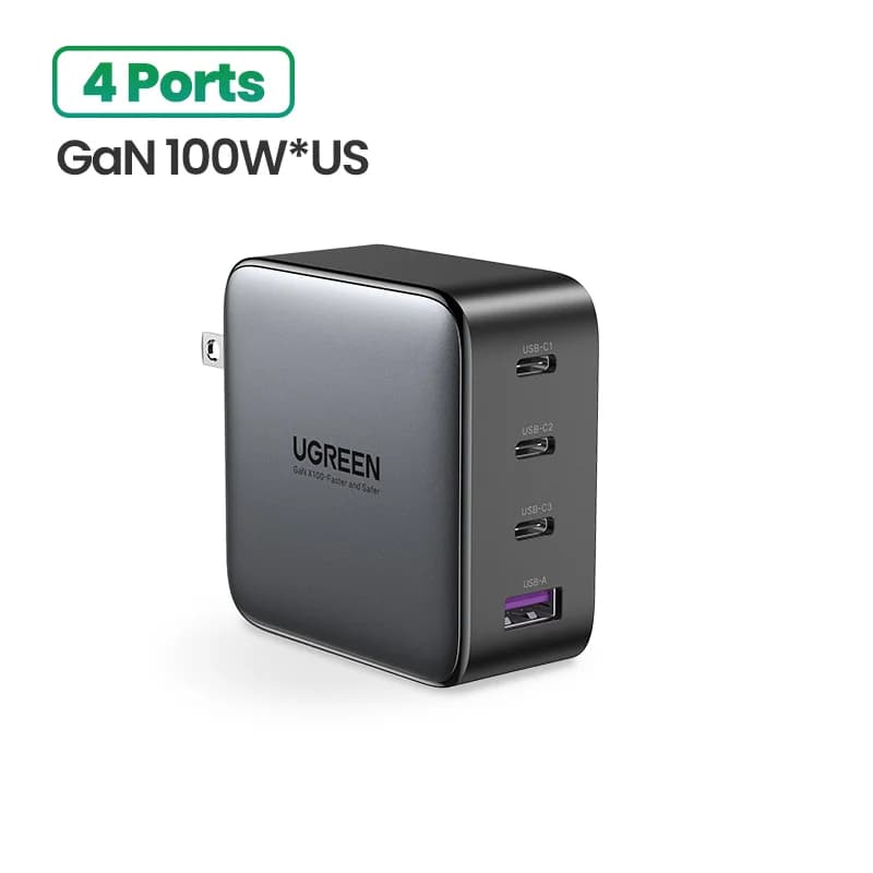 Швидка зарядка GaN 100W USB-C з вилкою US