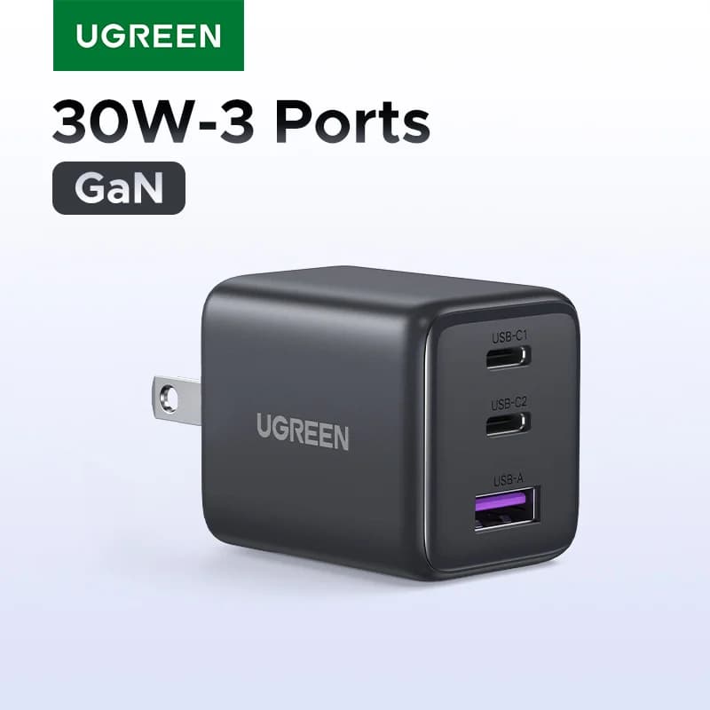Зарядний пристрій GaN USB-C PD 30W, штепсель US