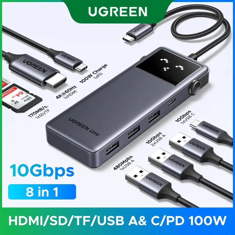 Концентратор USB-C 8-в-1 із HDMI 4K та PD 100W