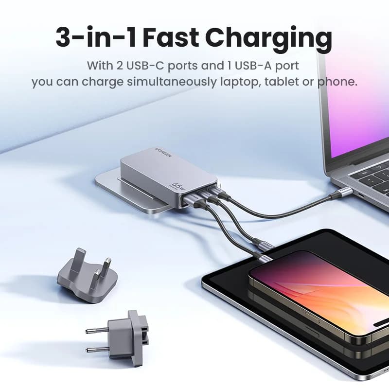 Зарядний пристрій GaN USB-C 65W з Quick Charge 4.0