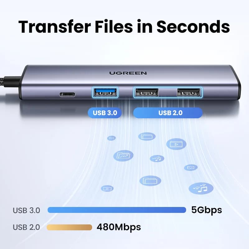USB-C хаб з HDMI 4K, SD/TF та PD 100W