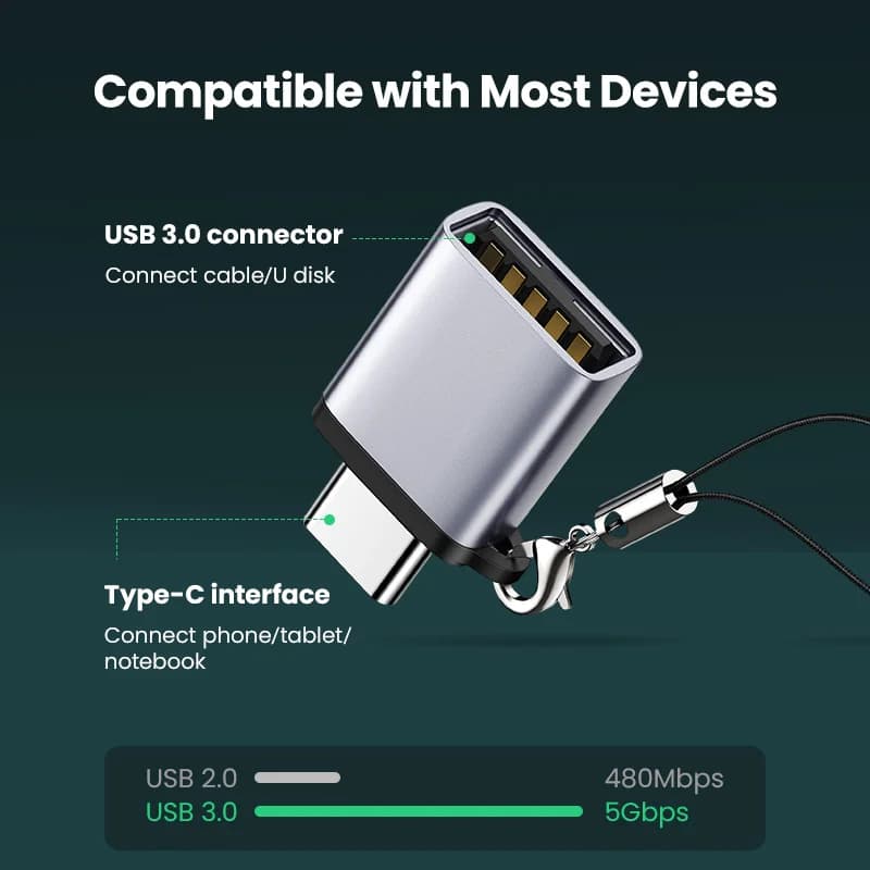 Адаптер USB-C на USB 3.0, Thunderbolt 3 OTG